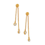  Gold Twist Barque Pearl Drop Boond Earrings