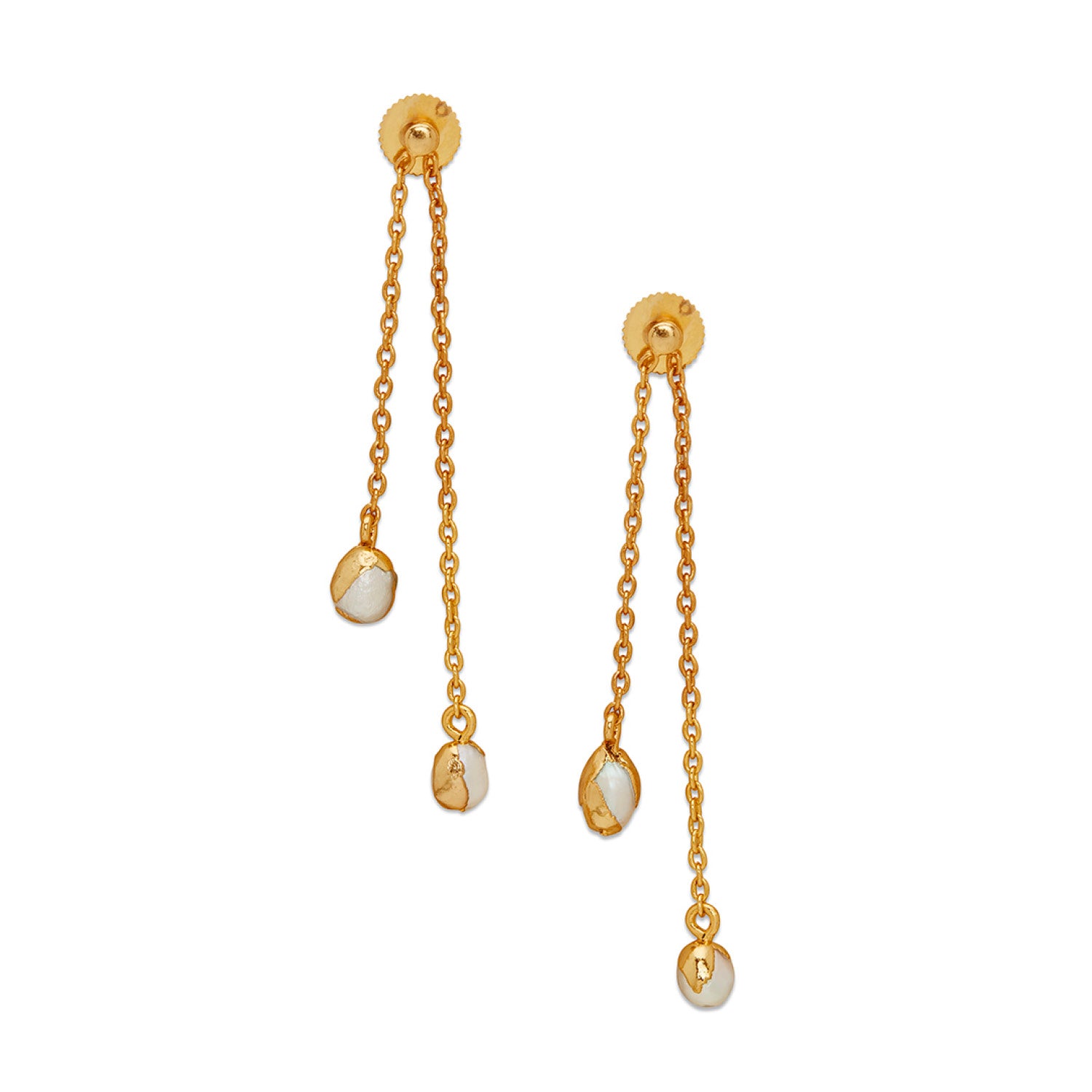  Gold Twist Barque Pearl Drop Boond Earrings