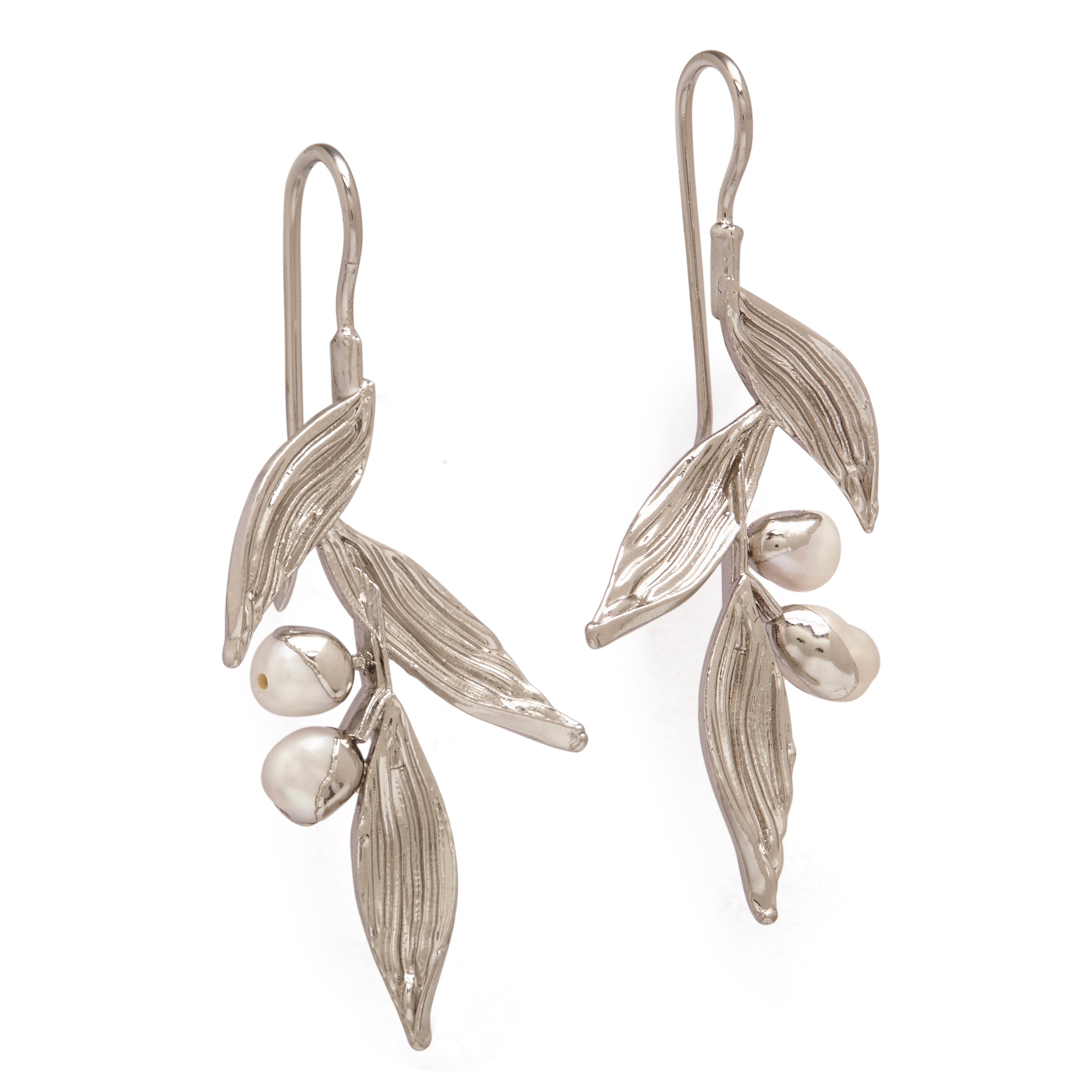 White Rhodium Plated Brass Haya Earring