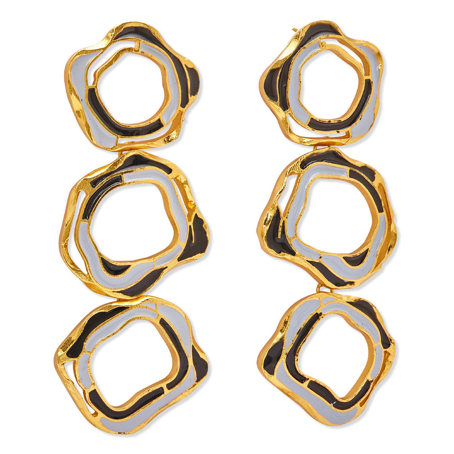 gold plated brass aqua earrings