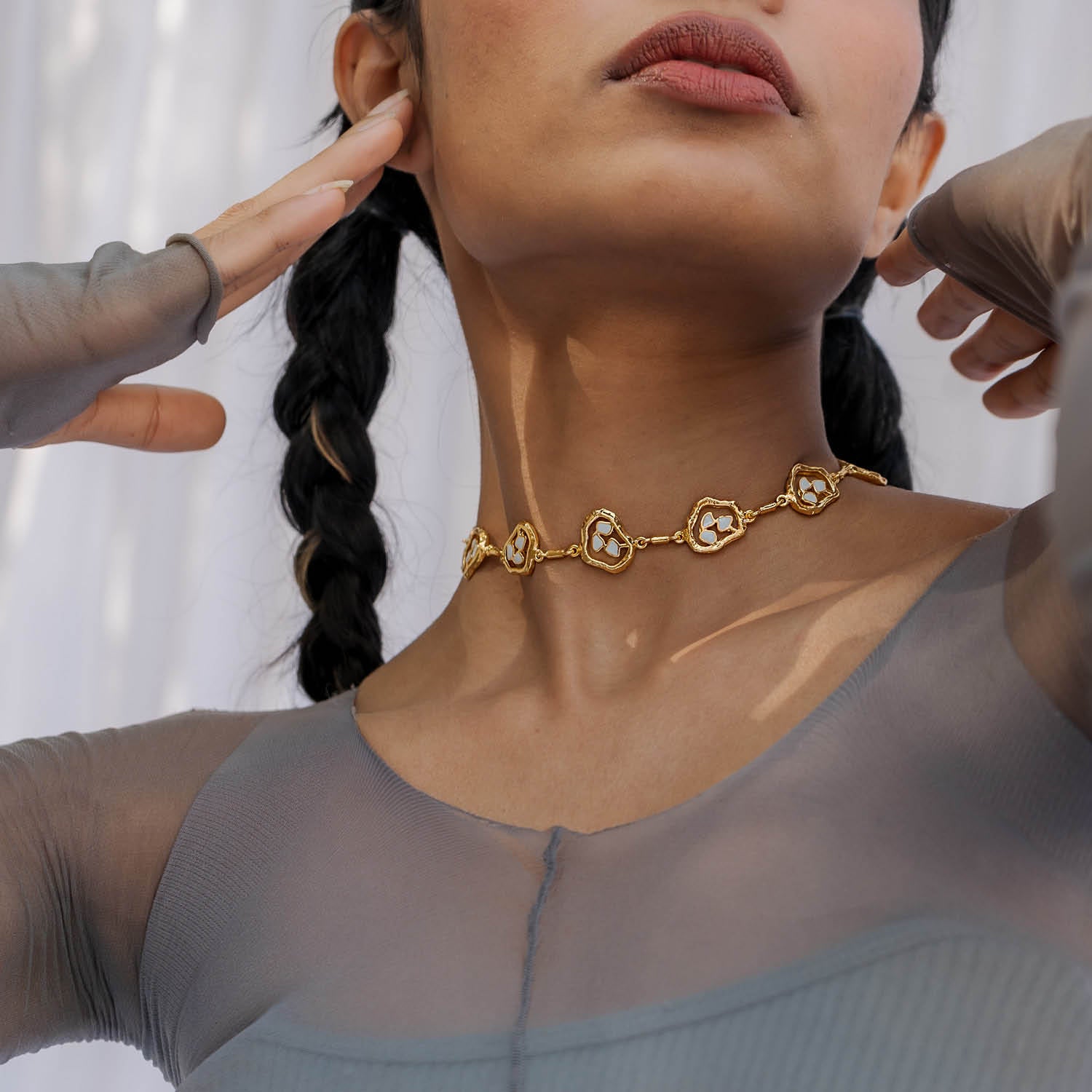 22k yellow gold micron plating terra choker